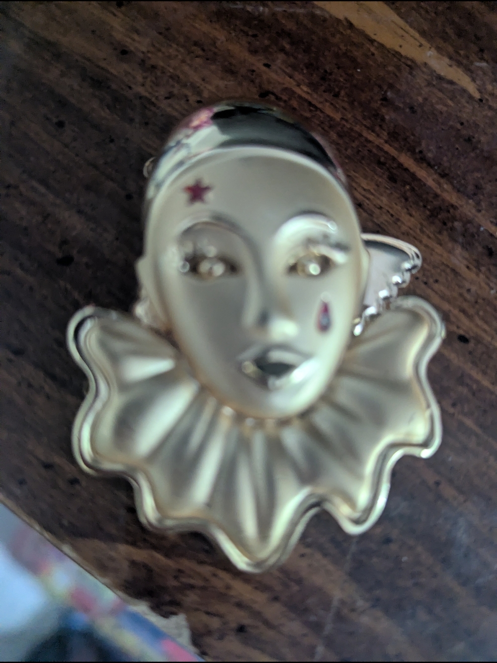 Gold Clown Face Enamel Pin - Women Accessories